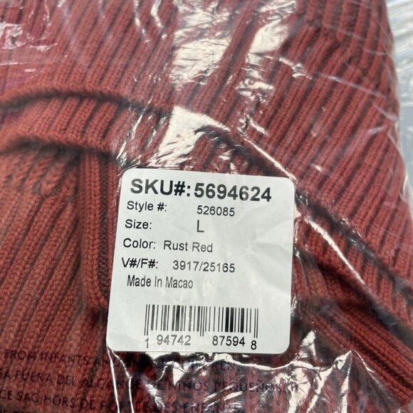 NEW Lands’ End Men’s L Ribbed Knit Sweater Mock neck Red Rust 100% Cotton i115 - Picture 7 of 10